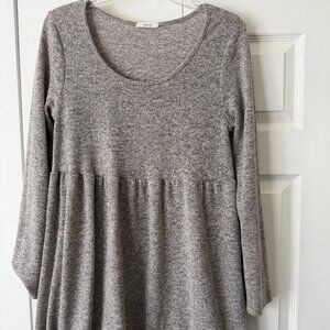Grey Babydoll Long sleeve Dress